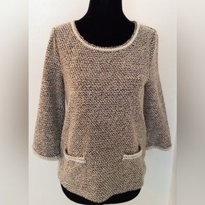 MEADOW RUE Tweed Polyblend Top 3/4 Sleeves - Small